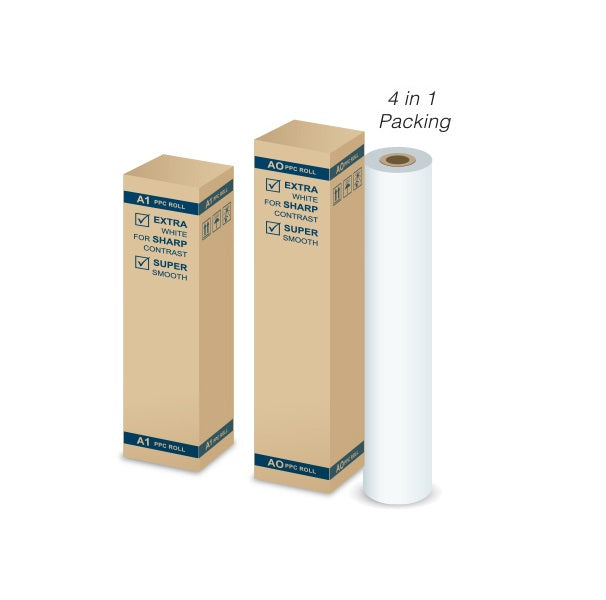 (4 rolls) 36" x 150' Plotter Paper | CAD Paper Rolls | Ink Jet Bond Paper Rolls With 2” Core | Ultra-White, Wood-Free 80GSM 20LB Plotter Paper For Engineers, Architects, Copy Service Shops (4 ROLLS)